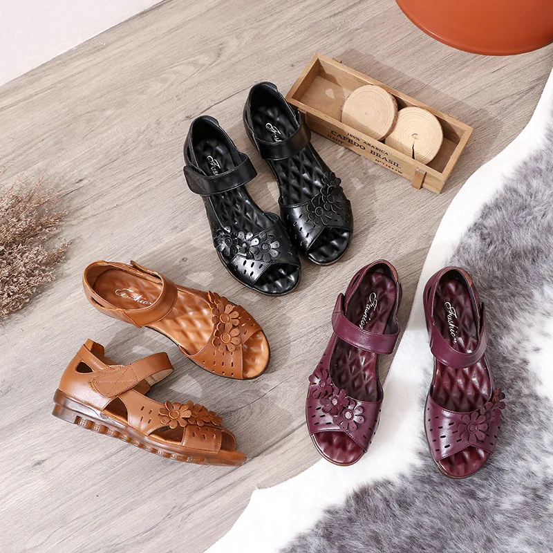 GKTINOO/женские босоножки из натуральной кожи с открытым носком Летняя обувь