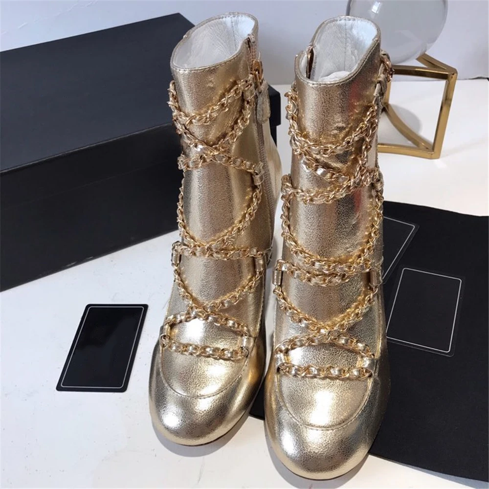 Новые модные ботинки из натуральной кожи женская обувь с украшением в виде