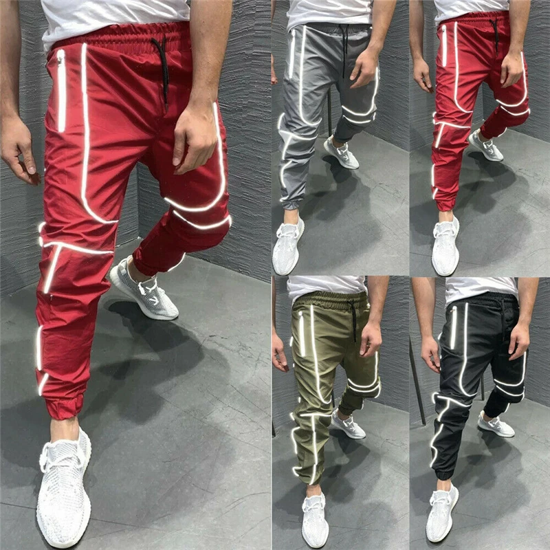 Мягкие мужские штаны для походов в стиле хип хоп светоотражающие свободные