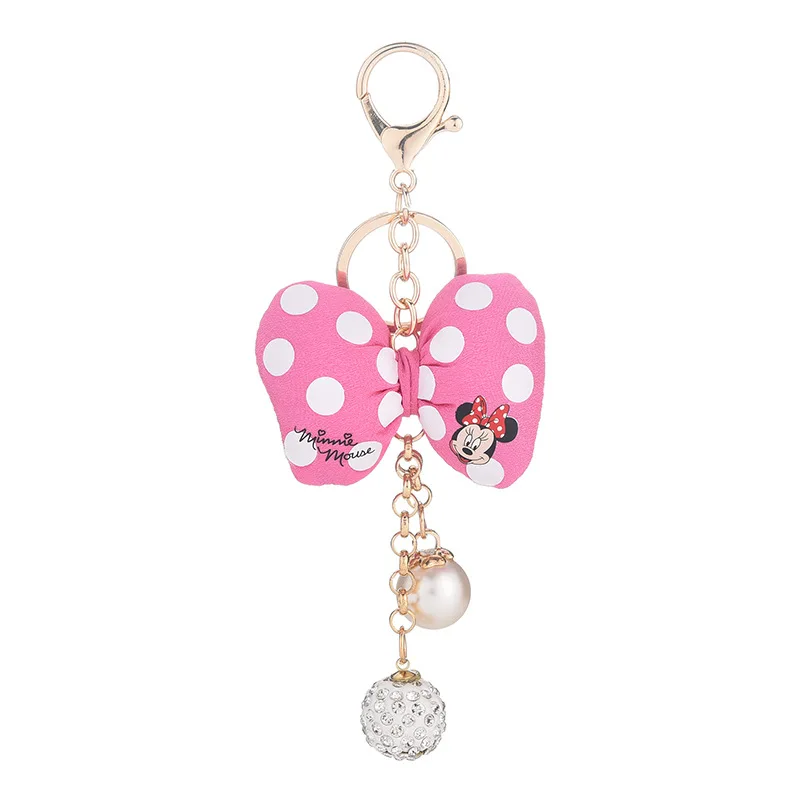 Disney Микки и Минни Маус брелки для ключей с бантом цепочка Porte Clef сумкой женщин кольцо держатель аксессуары