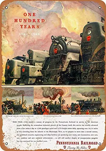 Металлический знак 8x12, 1946 Пенсильвания, железнодорожная дорога, сто лет-Ретро, Настенный декор, домашний декор