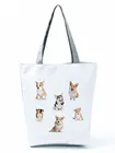 Милая уличная Вместительная женская сумочка с принтом корги, Повседневная дорожная многоразовая сумка для покупок с животными, с индивидуальным рисунком