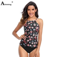 women tankini sets sexy fashion two pieces swimsuit 2021 summer model flower print bathing suits plus size ladies skirt sets