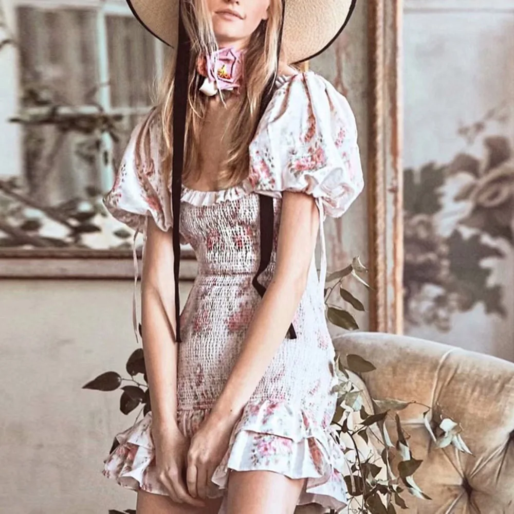 

Женское лоскутное платье-пуловер выше колена, милое ТРАПЕЦИЕВИДНОЕ мини-платье с квадратным вырезом и коротким рукавом, лето 2022