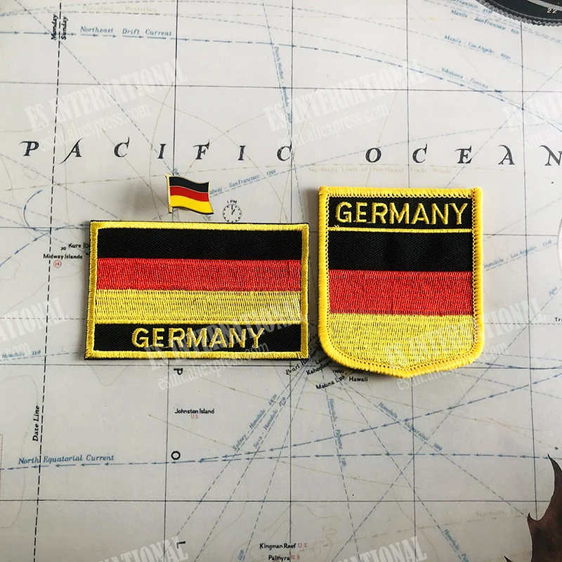 Germany  National Flag Embroidery Patches Badge Shield And Square Shape Pin One Set On The Cloth Armband   Backpack  Decoration