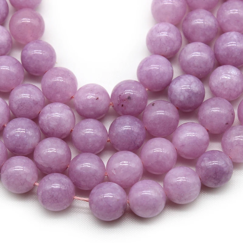 

Natural Stone Beads Purple Chalcedony Jades Round Beads For Jewelry Making Needlework Diy Necklace Bracelet Charms 4 6 8 10 12mm