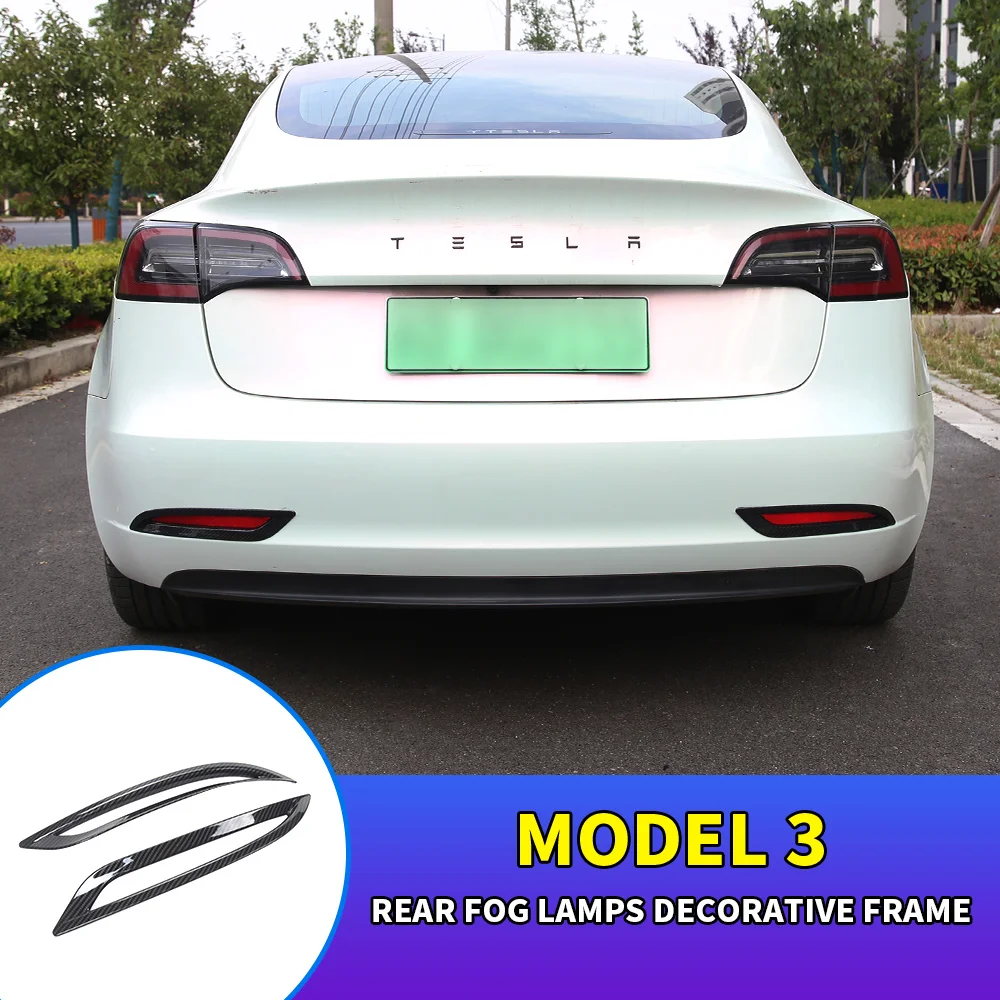 

2PCS Rear Fog Lamp Decorative Frame Taillight Protective Cover Trim Accessories For Tesla Model 3 2017 2018 2019 2020 2021