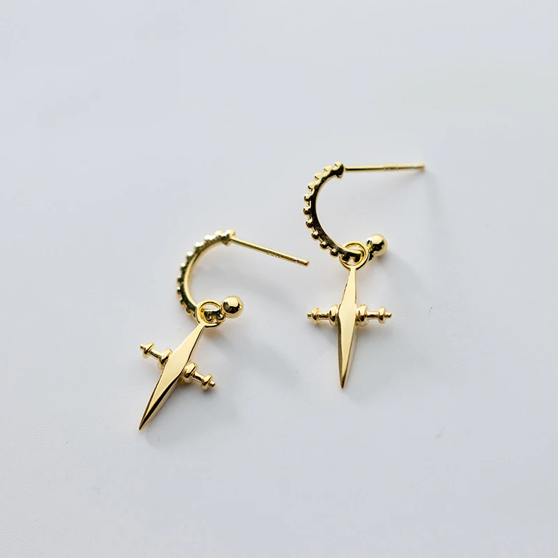 

Женские серьги-подвески из серебра 925 пробы с крестом