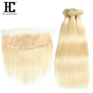 Пряди блонд с фронтальной частью, 3 пряди с застежкой 13X4, 613, бразильские прямые, 613, натуральные кудрявые пучки волос пряди с фронтальной