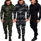 Костюм спортивный мужской Камуфляжный из 2 предметов, Повседневная Толстовка с капюшоном и штаны, одежда для фитнеса и тренировок, зимняя уличная одежда