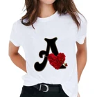 Женская футболка с надписью на заказ, комбинированная футболка с принтом цветов, букв A, B, C, D, E, F, G, женская футболка с коротким рукавом