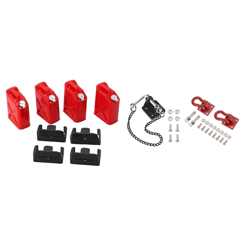 

3Pcs RC Car Metal Tow Shackle Trailer Hook with Decoration Accessory Plastic Mini Fuel Tank Red