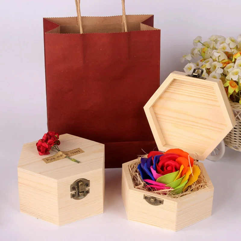 Colorful Flora Scented Bath Flower Plant Soap Rose Essential Oil With Wooden Box Wedding Gift Happy Valentine's Day | Дом и сад