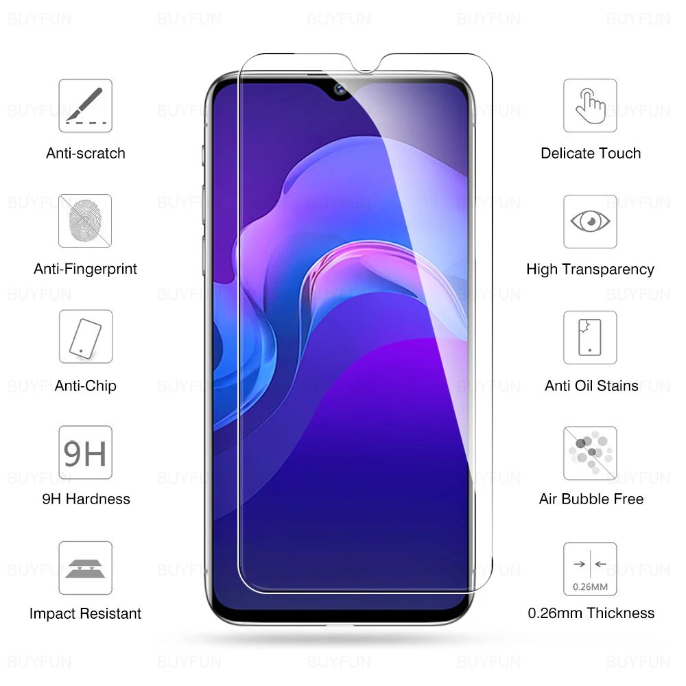 2pcs full cover protective glass for vivo y12 phone tempered glass screen protector film for vivo y12 1904 6 35inches phone film free global shipping