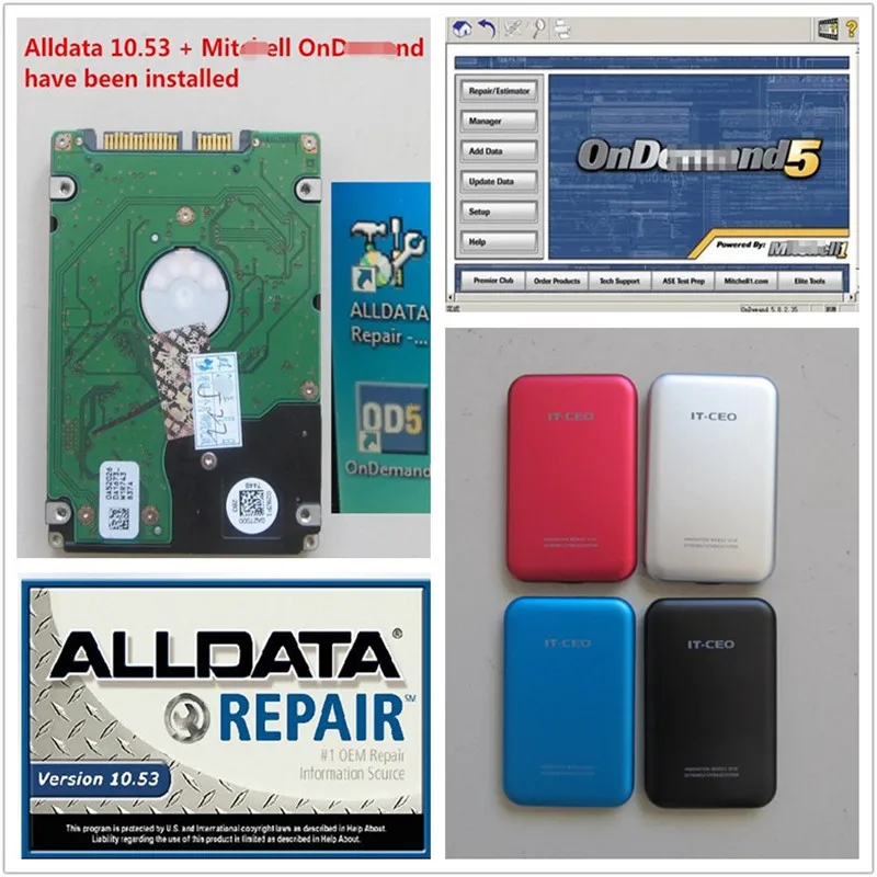 Новейшая версия Авто Ремонт 2014 Mitchell ondemand программное обеспечение + Alldata V10.53 в 750G HDD