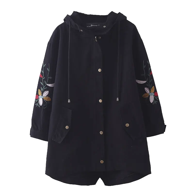 Женский свободный Тренч из хлопка и льна с вышивкой | Женская одежда