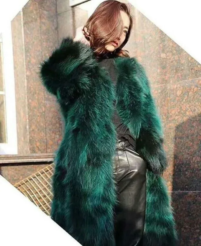 LEDEDAZ натуральный мех лисы пальто X-Long тонкая женская зимняя куртка и пальто роскошный природный натуральный мех пальто плюс размер лисий мех жилет