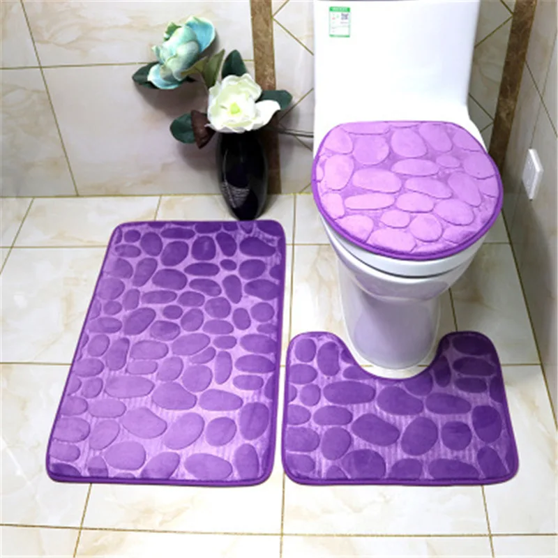 3pcsset bathroom mat set flannel anti slip bathroom toliet rug washable tapete banheiro kitchen bath mat carpet free global shipping