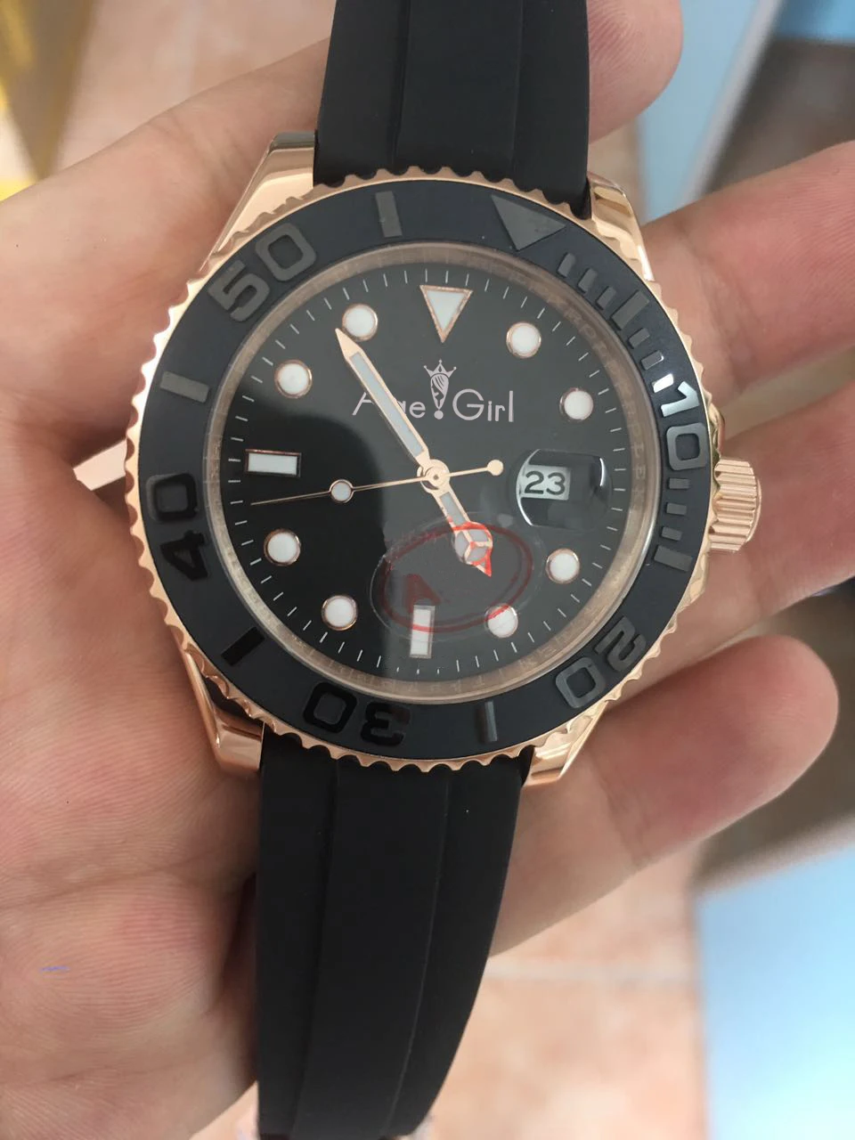 

Fashion Top ClassicNew 40mm Black Dial Dot Rose Gold Ceramic Bezel Men Watch Automatic Mechanical Mens Watches AAA+ Quality