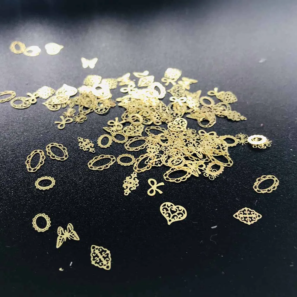 3D золотая коробка с блестками рождественские аксессуары для украшения ногтей