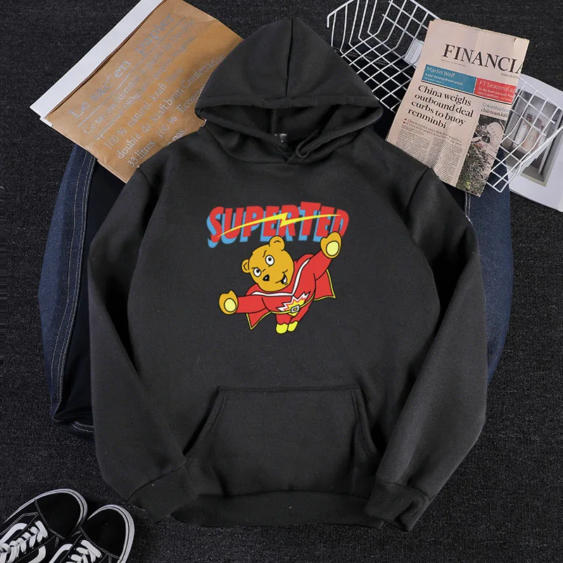 

SuperTed Bear Print Pattern Autumn and Winter New Candy Colors Sweatshirt Harajuku Casual Korean Fashion Women Fleece Hoodies