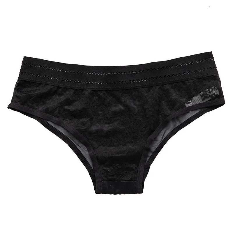 

2021 New Style Hot Sale Sexy Lace Ladies Briefs Breathable Low Waist Jacquard Panties Peach Hip Transparent Panties Women