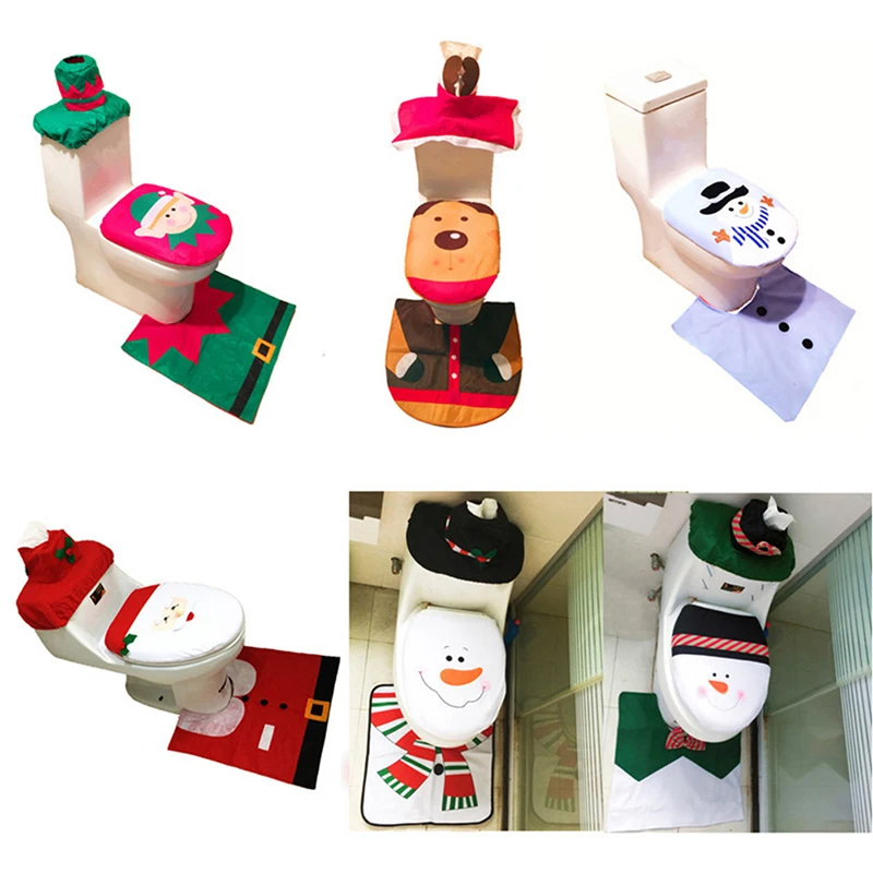 1 Набор Санта Клаус коврик для унитаза крышка сиденья рождественские украшения