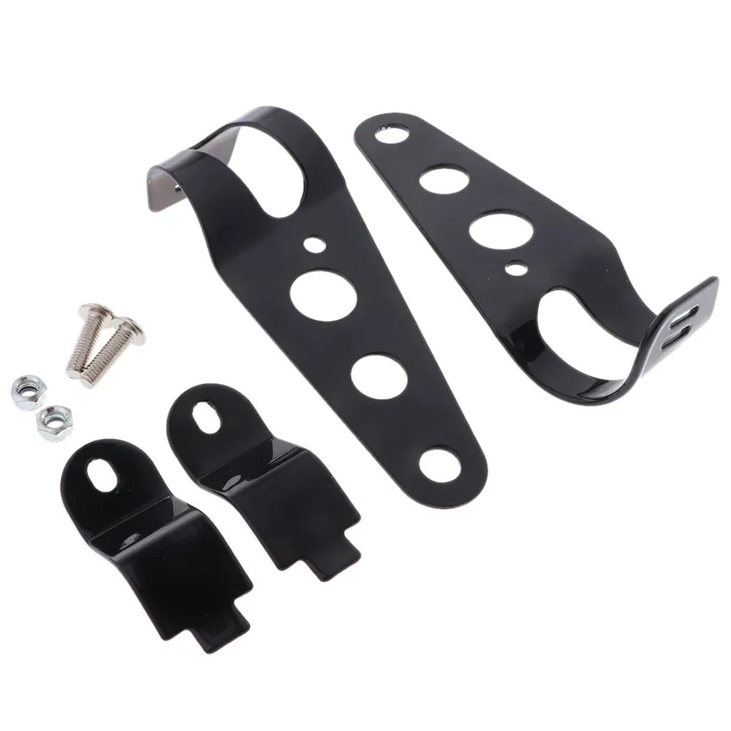 Aluminum Alloy Fork Ear Headlight Side Mount Clamp Brackets for Motorbike Chopper Bobber Café Racer(BLACK