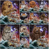 5d diy diamond painting tiger full squareround diamont embroidery animal lion wolf cross stitch mosaic pictures home decoration