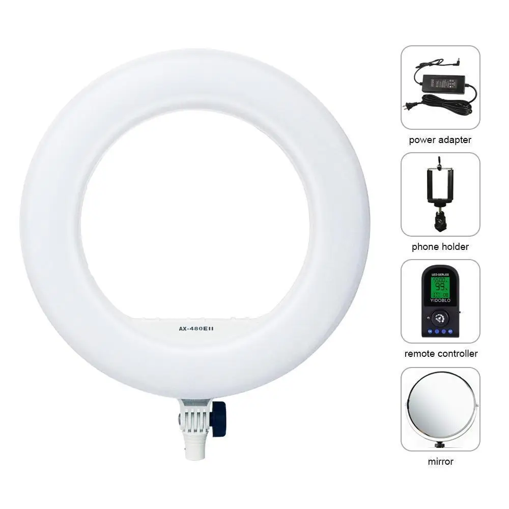 

Yidoblo AX-480EII 5500K Warm & Cold Bi-color Camera Photo/Studio/Phone/Video 18'' 240 LED Ring Light LED Lamp Makeup Ring lamp