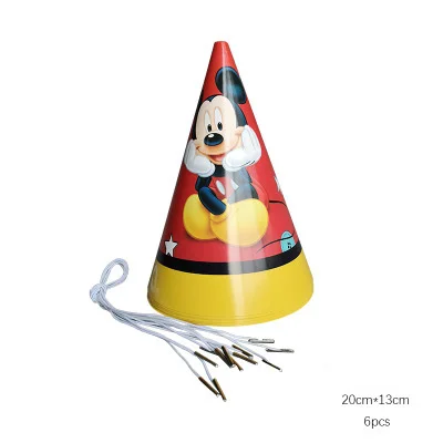 Disney Микки Мышь тема посуда детские, для малышей на день рождения украшения, товары для вечеринки Семья друг одноразовая посуда Вечерние - Цвет: 6pcs hat