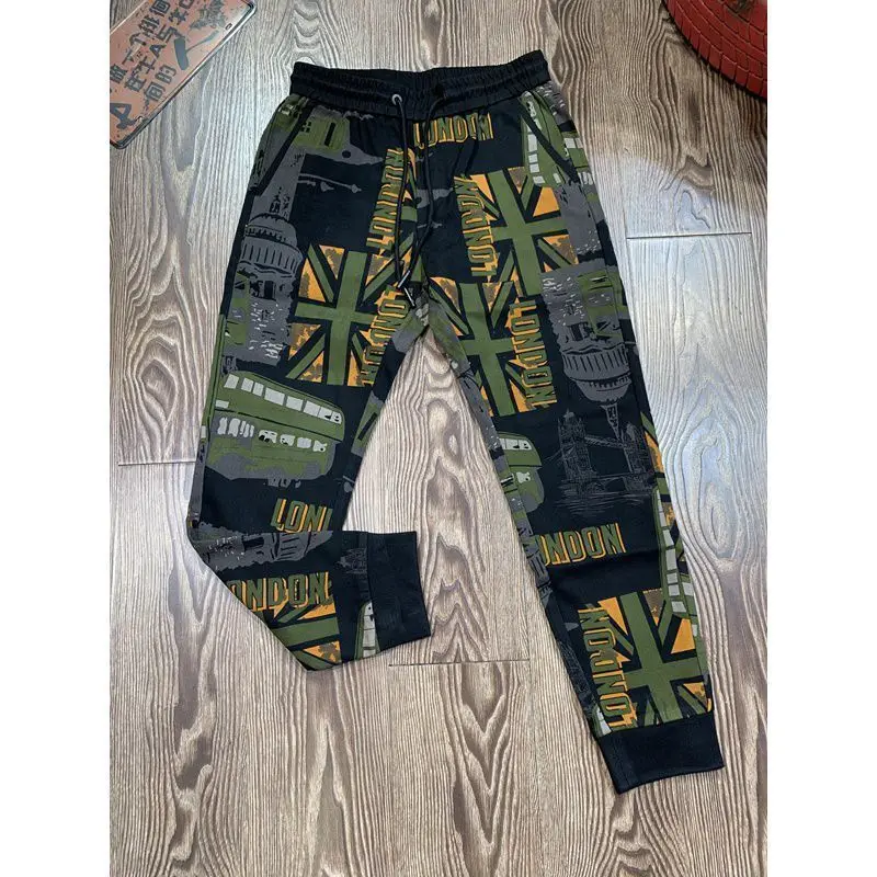 

Decor sports pants men's fashion brand slim print thin Harem Pants sports Mini foot guard pants men's casual pants