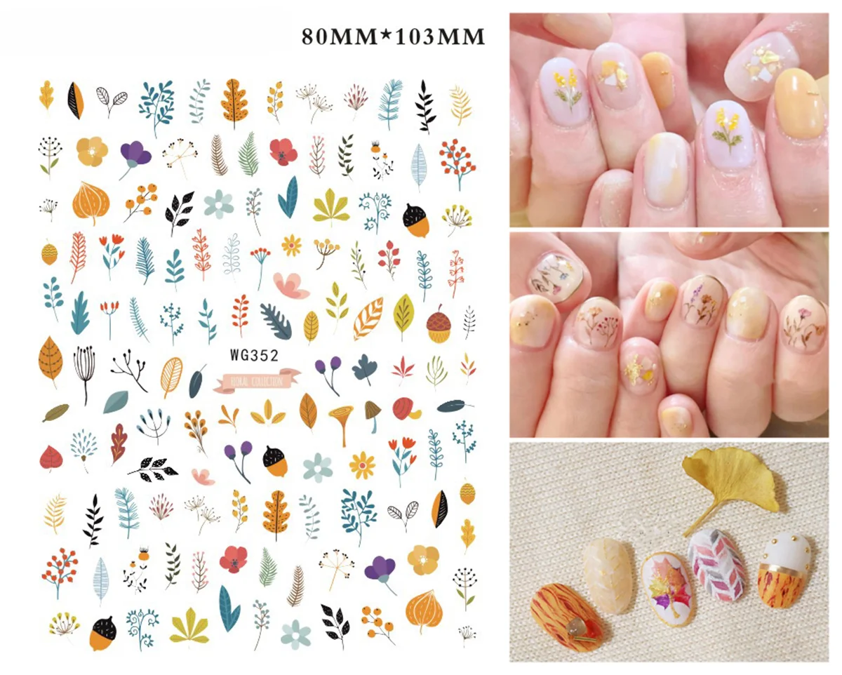 

3D Nail Sticker Foil Nails Art Decoration Nail Supplies Flowers Leaf Grass Design Stickers for Nails Manicure Accessories