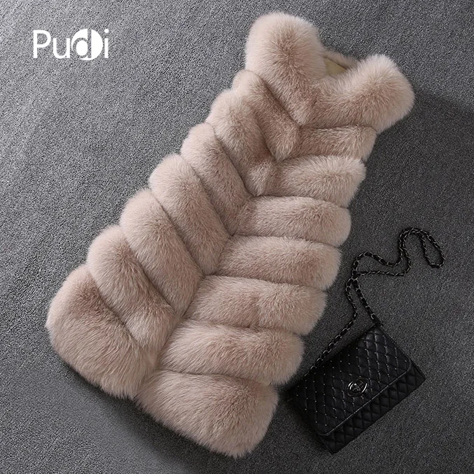 PUDI T18005 женская зимняя теплая длинная куртка из натурального Лисьего меха жилет