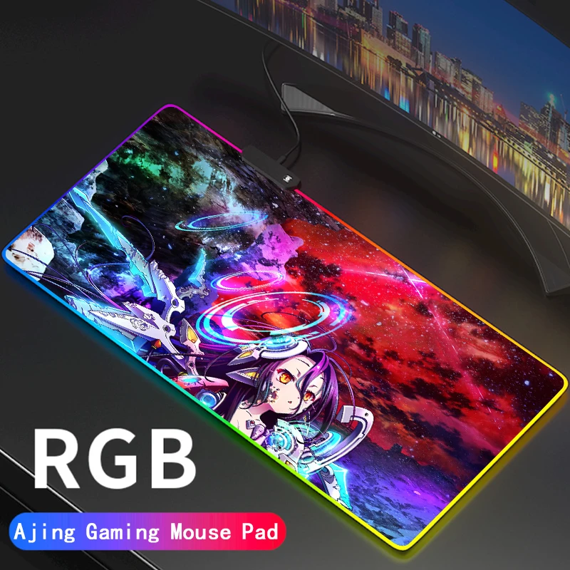 

RGB Large NO GAME NO LIFE Gaming Computer Mousepad Gamer Anime Mouse Carpet PC Desk Play Mat With LED Backlit Support DIY