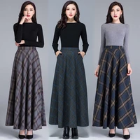 new thick woolen woolen skirt for autumn and winter high waist elastic waist a line big swing skirt