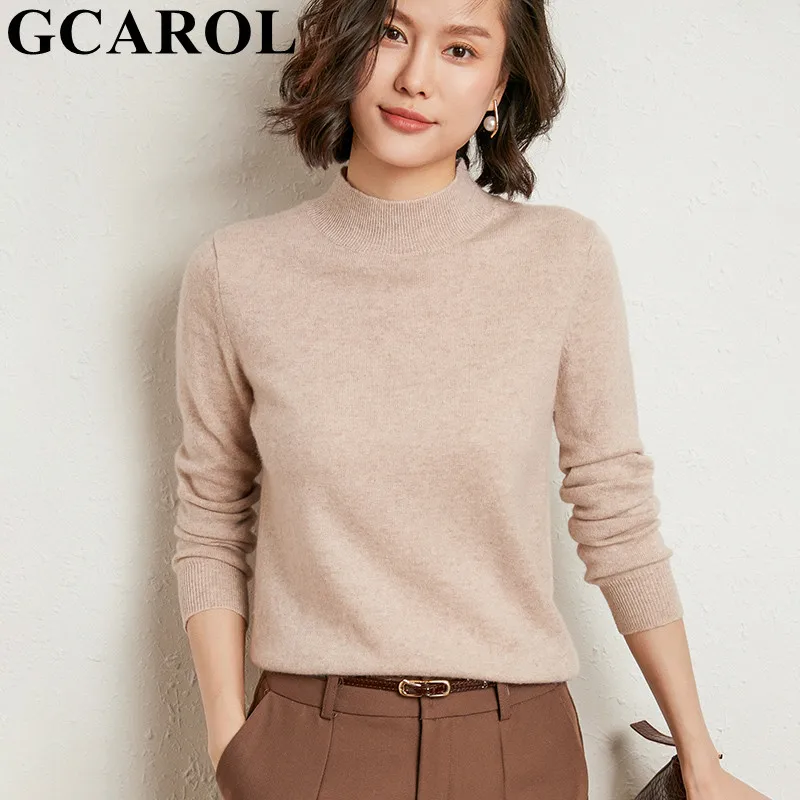 Женский свитер с воротником-стойкой GCAROL мягкий минималистичный базовый джемпер