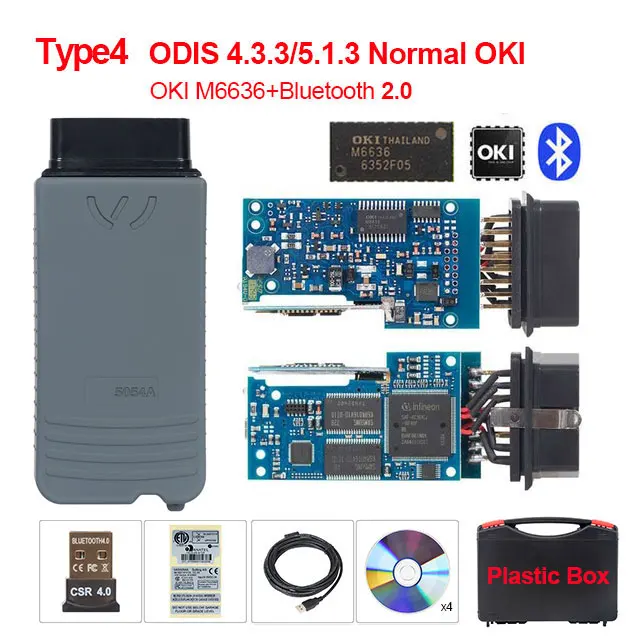5054a ODIS v4.3.3 keygen 5054a 5.1.3 OKI полный чип OBD ii сканер автоматический считыватель кодов 5054 Bluetooth obd2 диагностический инструмент - Цвет: Blue PCB