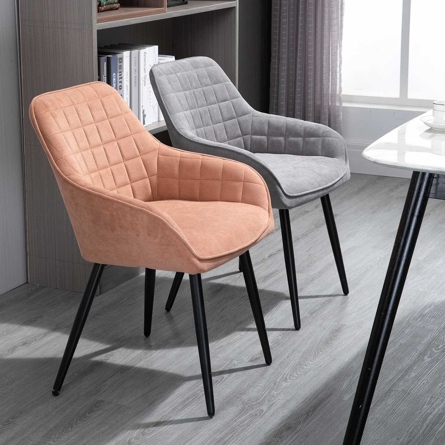 

Sigtua 1/2PCS Noble Velvet Upholstered Dining Chair with Armrest And Backrest,Make-Up Chair Reception Tub Chair For Home Kitchen