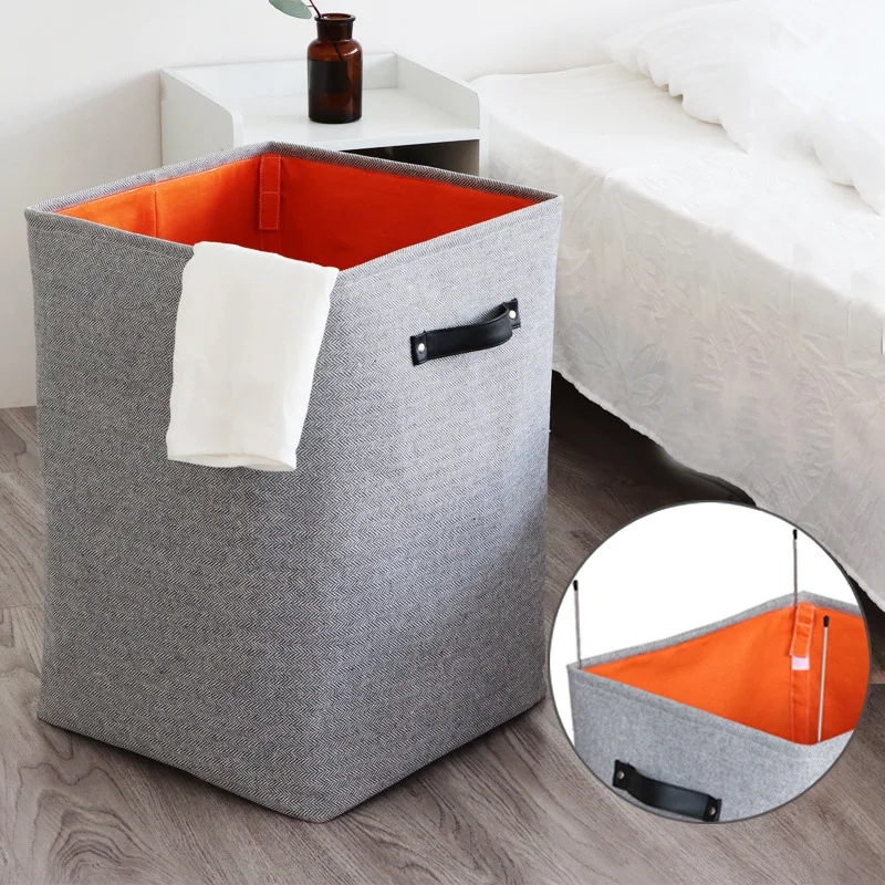 LUDA Grey Felt Storage Basket Bedroom Closet Clothing Toy Storage Bin with Handle Foldable Laundry Basket Dirty Clothes Hamper