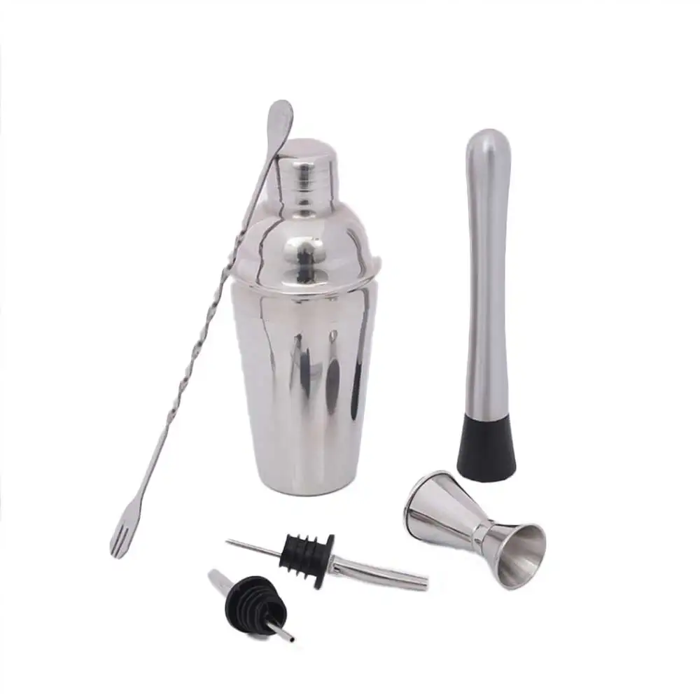 

6 Pcs Stainless Steel Cocktail Shaker Bar Boston Accessories Set Barware Drink Mixer Martini Wine Bartender Party Tools 750ML
