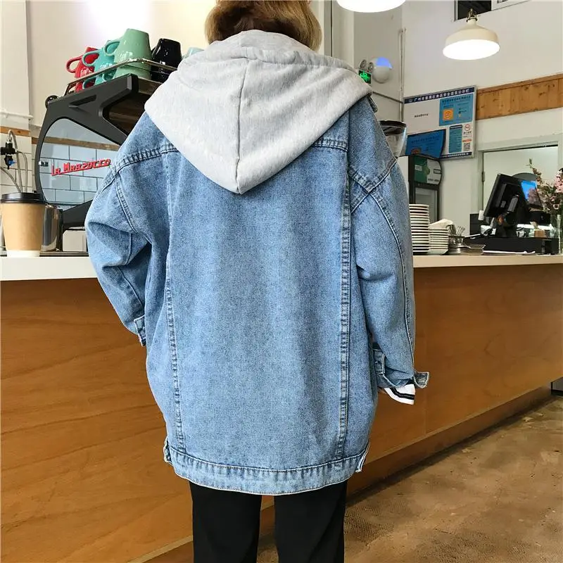 

Zoulv Ladies Harajuku Tops 2021 Autumn New Style Fashion Women Hooded Denim Jackets Vintage Long Sleeve Oversize Denim Coats