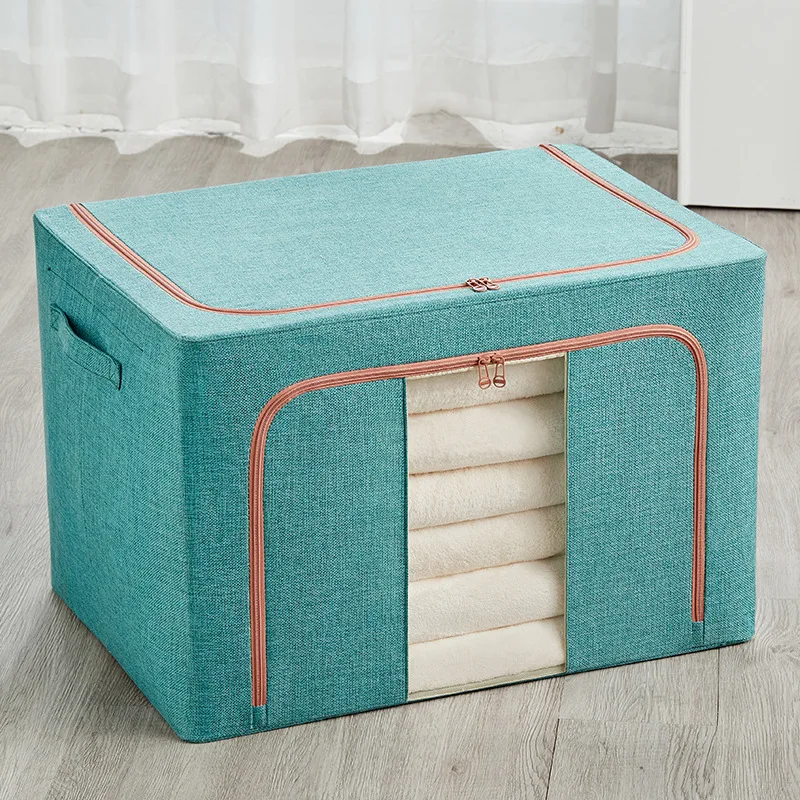 

Foldable cotton and linen fabric Clothes Organizer Stackable Storage Bins Box with Carry Handles for cloth