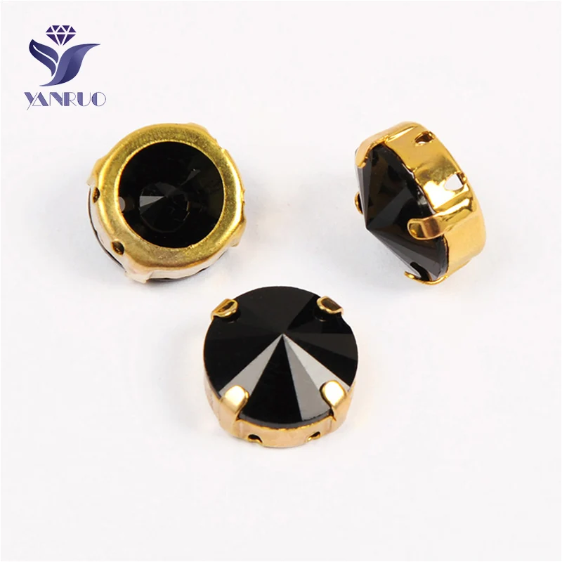 Jet Yanruo 1122 стакан Rivoli Strass хрустальные маскарадные камни металлическая установка DIY заостренный назад пришить стразы для поделок - Цвет: Jet