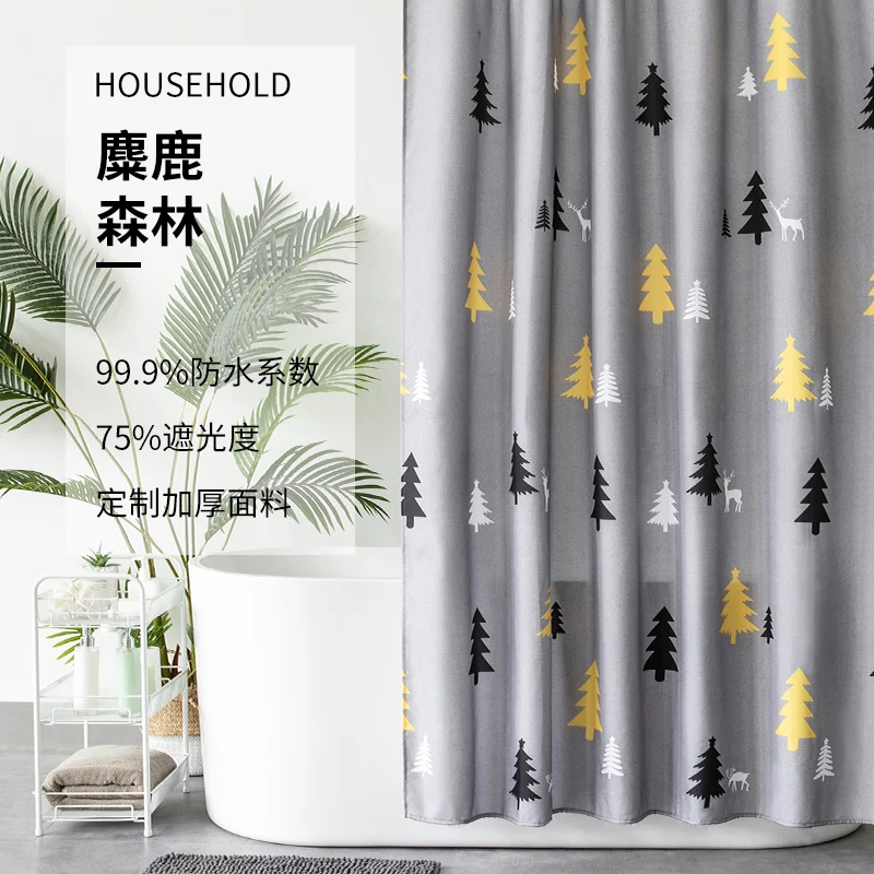 

Plant Waterproof Shower Curtain Washable Polyester Anti-mildew Shower Curtain Japanese Tree Cortina Ducha Shower Decor DE50YL
