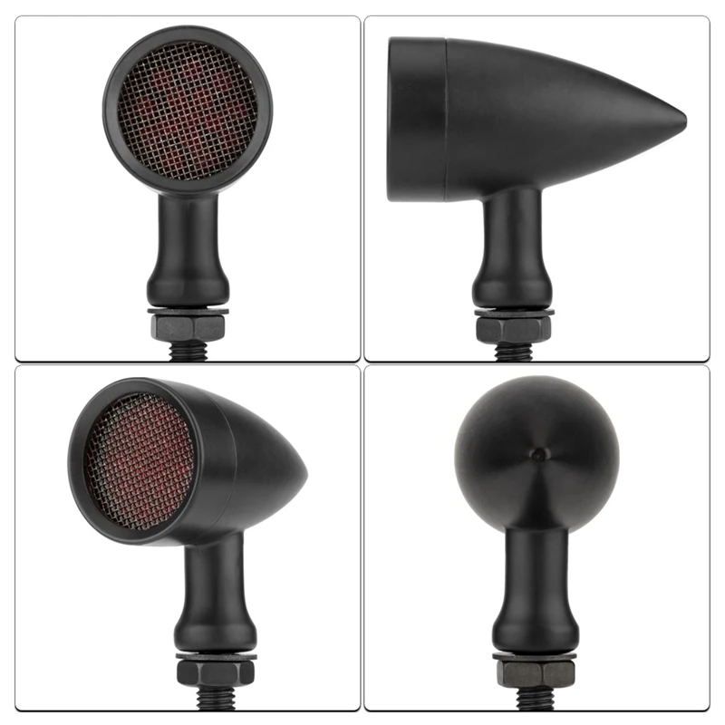 

LED Metal Motorcycle Turn Signal Light With Bullet Net Cover 0.36w DC12V LED Metal Turn Signal Light 3-color Lens Black Shell