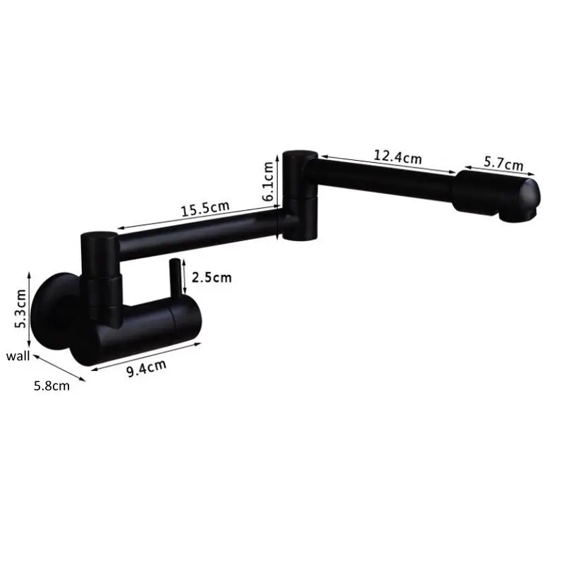 

Kitchen Faucets Black/Chrome Brass Single Cold Wall Mounted Bathroom 360 Rotate Fold-able Basin Faucet Crane Sink Taps
