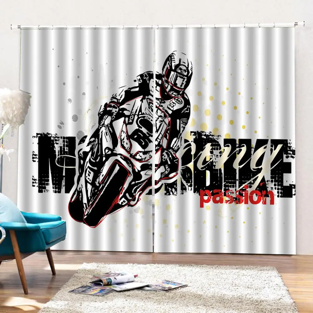 Мотоциклетные шторы с буквами классические тканевые занавески для окон принтом