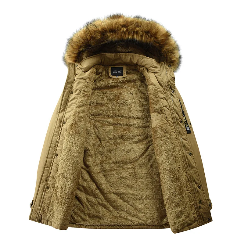 

New Mens Winter Parka Men's Thick Warm Windproof Coat Men Solid Hooded Fur Collar Jacket Male Long Overcoat