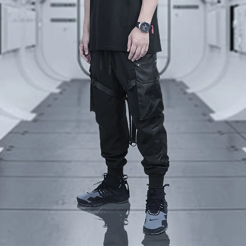 Мужские тактические брюки-карго SILENTSTORM Techwear черные в стиле хип-хоп панк | Мужская